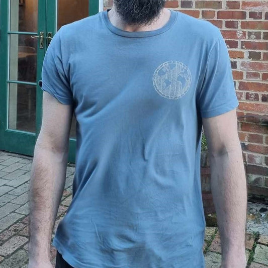 Organic cotton tshirt in sky blue with LEP logo on upper left chest